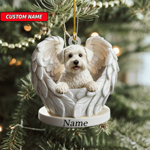 Personalized Sealyham Terrier Dog Angel Wings Ornament, Dog Christmas Ornament Gift, Dog Car Ornament