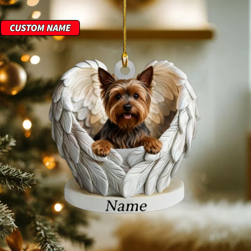 Personalized Skye Terrier Dog Angel Wings Ornament, Dog Christmas Ornament Gift, Dog Car Ornament