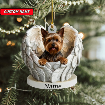 Personalized Skye Terrier Dog Angel Wings Ornament, Dog Christmas Ornament Gift, Dog Car Ornament