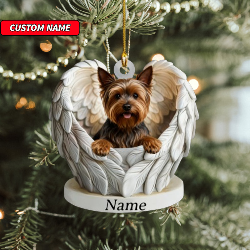 Personalized Skye Terrier Dog Angel Wings Ornament, Dog Christmas Ornament Gift, Dog Car Ornament