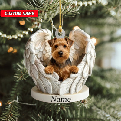 Personalized Welsh Terrier Dog Angel Wings Ornament, Dog Christmas Ornament Gift, Dog Car Ornament