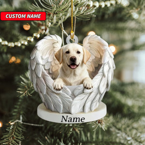 Personalized Labrador Retriever Dog Angel Wings Ornament, Dog Christmas Ornament Gift, Dog Car Ornament