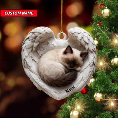 Personalized Ragdoll Cat Sleeping Angel Wings Ornament, Cat Christmas Ornament Gift, Car Ornament, Gift For Pet Lovers