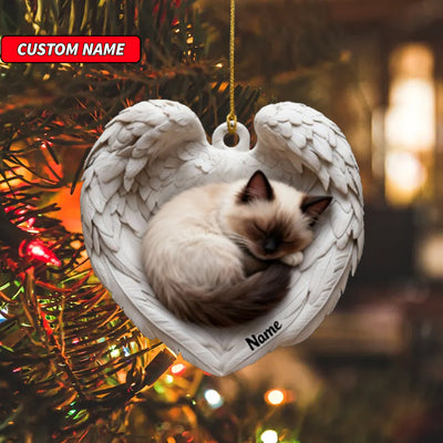 Personalized Ragdoll Cat Sleeping Angel Wings Ornament, Cat Christmas Ornament Gift, Car Ornament, Gift For Pet Lovers