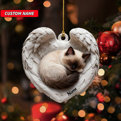 Personalized Ragdoll Cat Sleeping Angel Wings Ornament, Cat Christmas Ornament Gift, Car Ornament, Gift For Pet Lovers