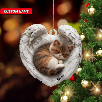Personalized Exotic Shorthair Cat Sleeping Angel Wings Ornament, Cat Christmas Ornament Gift, Car Ornament, Gift For Pet Lovers