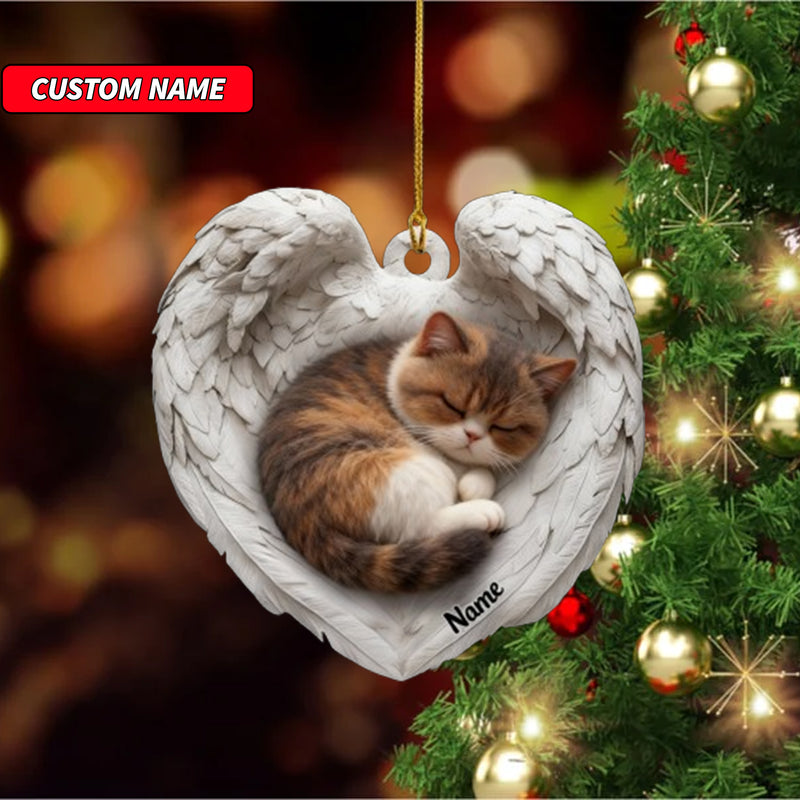 Personalized Exotic Shorthair Cat Sleeping Angel Wings Ornament, Cat Christmas Ornament Gift, Car Ornament, Gift For Pet Lovers