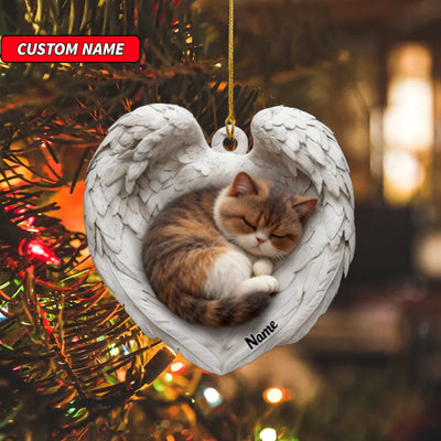 Personalized Exotic Shorthair Cat Sleeping Angel Wings Ornament, Cat Christmas Ornament Gift, Car Ornament, Gift For Pet Lovers