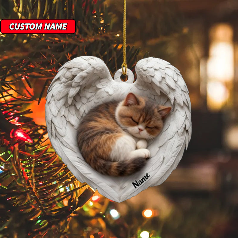 Personalized Exotic Shorthair Cat Sleeping Angel Wings Ornament, Cat Christmas Ornament Gift, Car Ornament, Gift For Pet Lovers