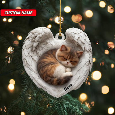 Personalized Exotic Shorthair Cat Sleeping Angel Wings Ornament, Cat Christmas Ornament Gift, Car Ornament, Gift For Pet Lovers