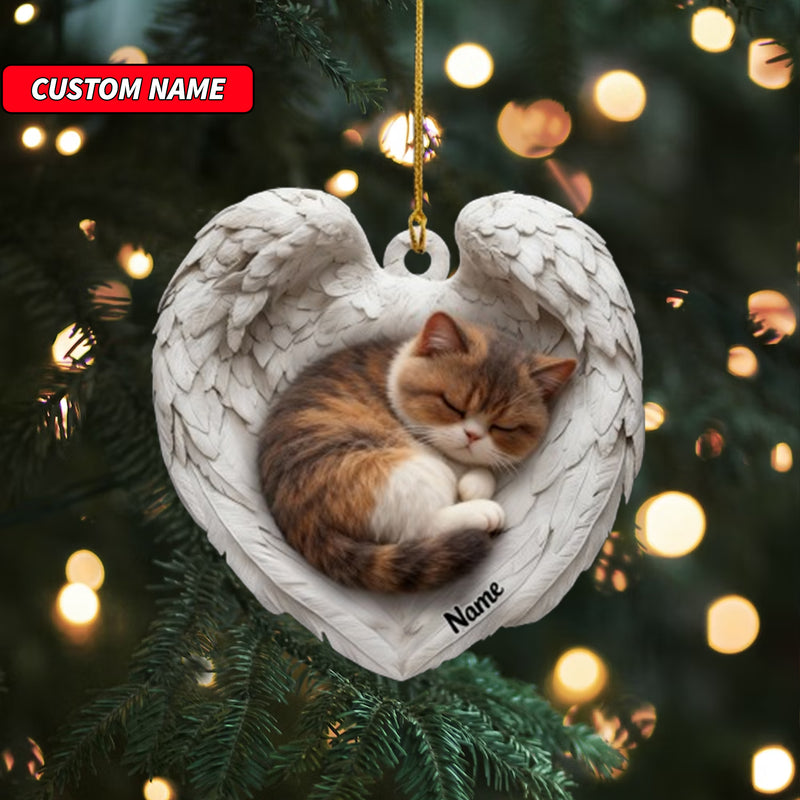 Personalized Exotic Shorthair Cat Sleeping Angel Wings Ornament, Cat Christmas Ornament Gift, Car Ornament, Gift For Pet Lovers