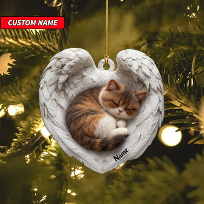 Personalized Exotic Shorthair Cat Sleeping Angel Wings Ornament, Cat Christmas Ornament Gift, Car Ornament, Gift For Pet Lovers