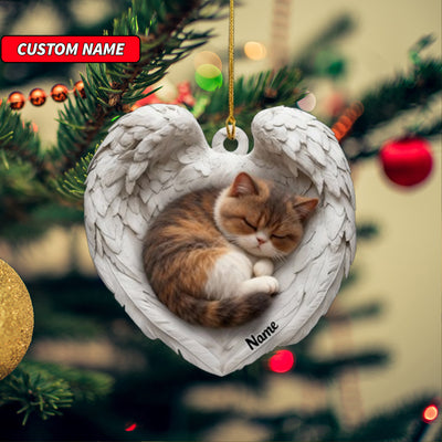 Personalized Exotic Shorthair Cat Sleeping Angel Wings Ornament, Cat Christmas Ornament Gift, Car Ornament, Gift For Pet Lovers