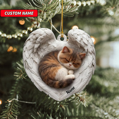 Personalized Exotic Shorthair Cat Sleeping Angel Wings Ornament, Cat Christmas Ornament Gift, Car Ornament, Gift For Pet Lovers