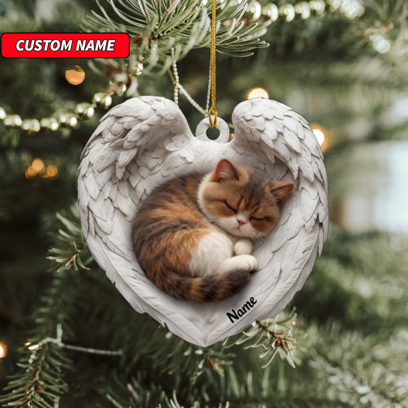 Personalized Exotic Shorthair Cat Sleeping Angel Wings Ornament, Cat Christmas Ornament Gift, Car Ornament, Gift For Pet Lovers
