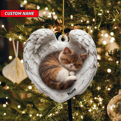 Personalized Exotic Shorthair Cat Sleeping Angel Wings Ornament, Cat Christmas Ornament Gift, Car Ornament, Gift For Pet Lovers