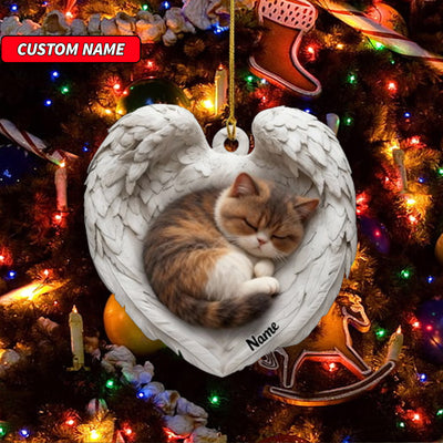 Personalized Exotic Shorthair Cat Sleeping Angel Wings Ornament, Cat Christmas Ornament Gift, Car Ornament, Gift For Pet Lovers