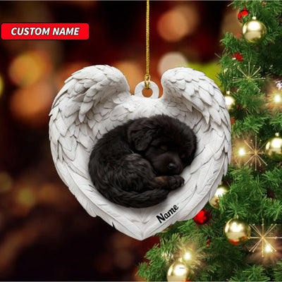 Personalized Newfoundland Dog Sleeping Angel Wings Ornament, Dog Christmas Ornament Gift, Car Ornament, Gift For Pet Lovers