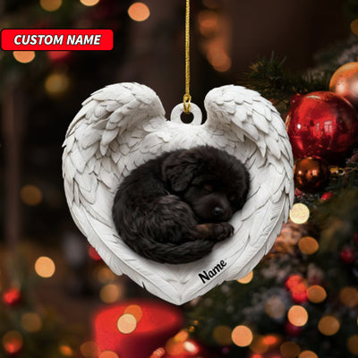 Personalized Newfoundland Dog Sleeping Angel Wings Ornament, Dog Christmas Ornament Gift, Car Ornament, Gift For Pet Lovers