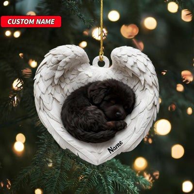 Personalized Newfoundland Dog Sleeping Angel Wings Ornament, Dog Christmas Ornament Gift, Car Ornament, Gift For Pet Lovers