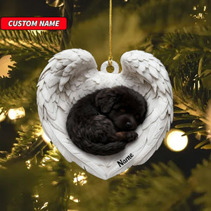 Personalized Newfoundland Dog Sleeping Angel Wings Ornament, Dog Christmas Ornament Gift, Car Ornament, Gift For Pet Lovers