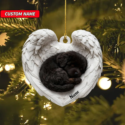 Personalized Newfoundland Dog Sleeping Angel Wings Ornament, Dog Christmas Ornament Gift, Car Ornament, Gift For Pet Lovers
