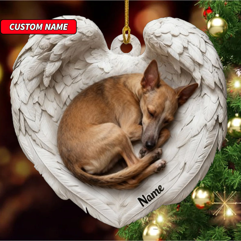 Personalized Whippet Dog Sleeping Angel Wings Ornament, Dog Christmas Ornament Gift, Car Ornament, Gift For Pet Lovers