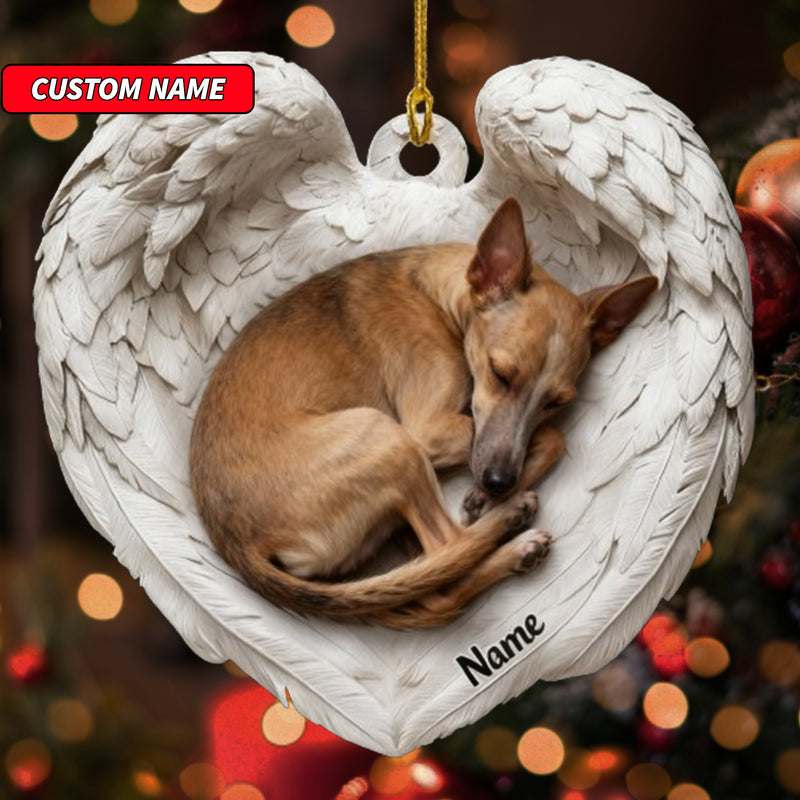 Personalized Whippet Dog Sleeping Angel Wings Ornament, Dog Christmas Ornament Gift, Car Ornament, Gift For Pet Lovers