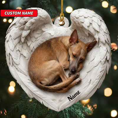 Personalized Whippet Dog Sleeping Angel Wings Ornament, Dog Christmas Ornament Gift, Car Ornament, Gift For Pet Lovers