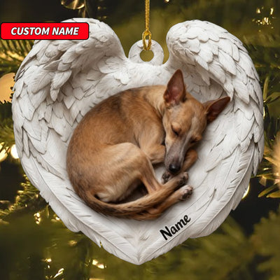 Personalized Whippet Dog Sleeping Angel Wings Ornament, Dog Christmas Ornament Gift, Car Ornament, Gift For Pet Lovers