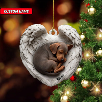 Personalized Weimaraner Dog Sleeping Angel Wings Ornament, Dog Christmas Ornament Gift, Car Ornament, Gift For Pet Lovers