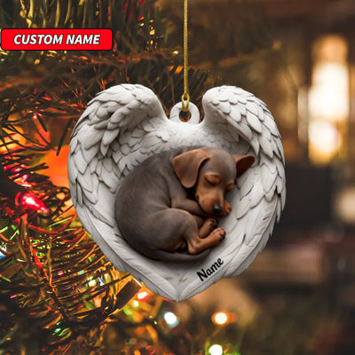 Personalized Weimaraner Dog Sleeping Angel Wings Ornament, Dog Christmas Ornament Gift, Car Ornament, Gift For Pet Lovers