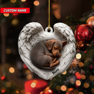 Personalized Weimaraner Dog Sleeping Angel Wings Ornament, Dog Christmas Ornament Gift, Car Ornament, Gift For Pet Lovers