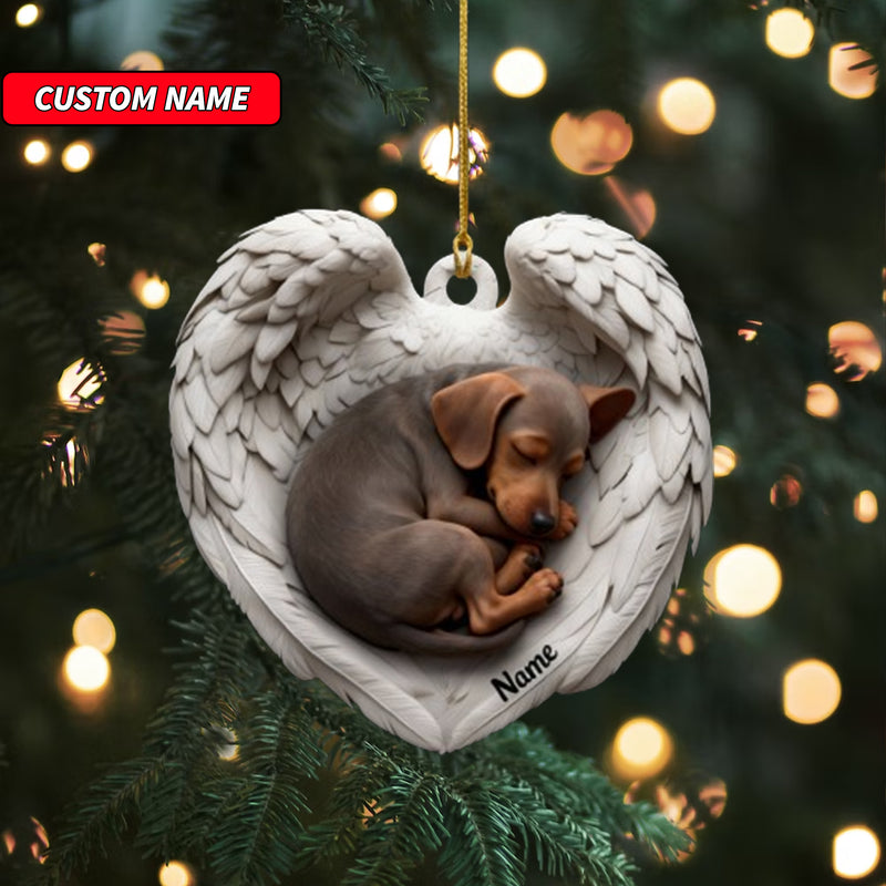 Personalized Weimaraner Dog Sleeping Angel Wings Ornament, Dog Christmas Ornament Gift, Car Ornament, Gift For Pet Lovers