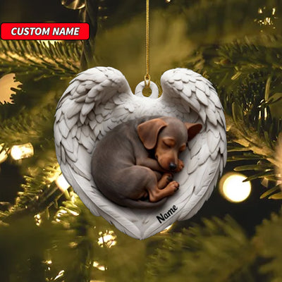 Personalized Weimaraner Dog Sleeping Angel Wings Ornament, Dog Christmas Ornament Gift, Car Ornament, Gift For Pet Lovers
