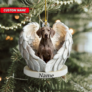 Personalized Weimaraner Dog Angel Wings Ornament, Dog Christmas Ornament Gift, Dog Car Orname