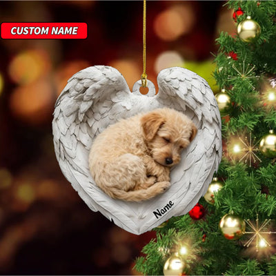 Personalized Soft Coated Wheaten Terrier Dog Sleeping Angel Wings Ornament, Dog Christmas Ornament Gift, Car Ornament, Gift For Pet Lovers