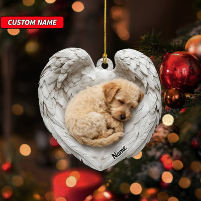 Personalized Soft Coated Wheaten Terrier Dog Sleeping Angel Wings Ornament, Dog Christmas Ornament Gift, Car Ornament, Gift For Pet Lovers