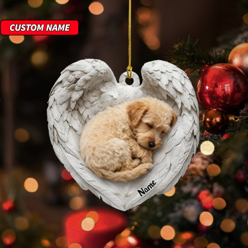 Personalized Soft Coated Wheaten Terrier Dog Sleeping Angel Wings Ornament, Dog Christmas Ornament Gift, Car Ornament, Gift For Pet Lovers