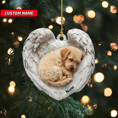 Personalized Soft Coated Wheaten Terrier Dog Sleeping Angel Wings Ornament, Dog Christmas Ornament Gift, Car Ornament, Gift For Pet Lovers