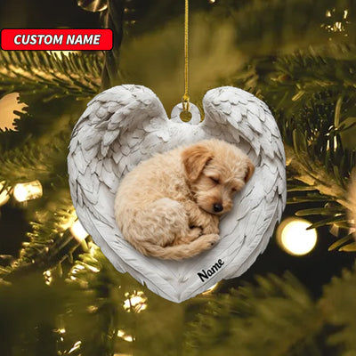 Personalized Soft Coated Wheaten Terrier Dog Sleeping Angel Wings Ornament, Dog Christmas Ornament Gift, Car Ornament, Gift For Pet Lovers