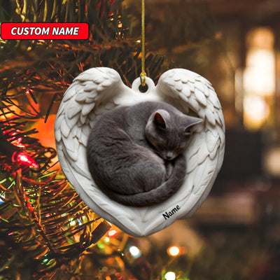 Personalized British Shorthair Cat Sleeping Angel Wings Ornament, Cat Christmas Ornament Gift, Car Ornament, Gift For Pet Lovers