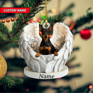 Personalized Manchester Terrier Dog Angel Wings Ornament, Dog Christmas Ornament Gift, Dog Car Ornament