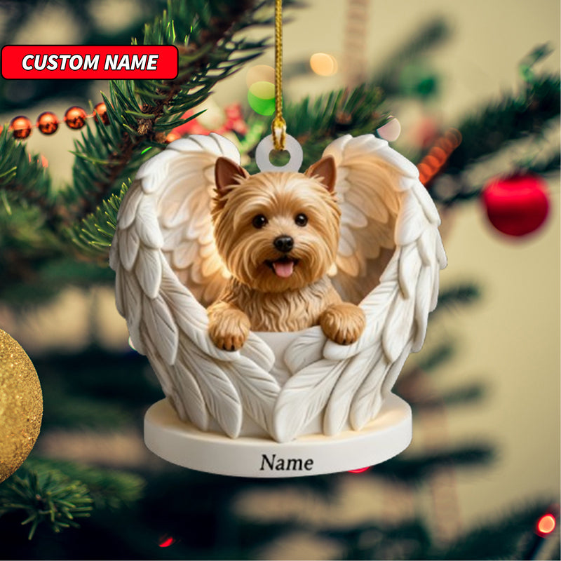 Personalized Norfolk Terrier Dog Angel Wings Ornament, Dog Christmas Ornament Gift, Dog Car Ornament