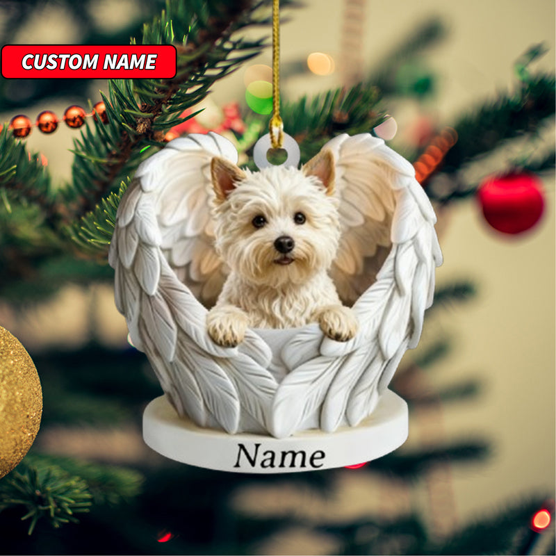 Personalized Norwich Terrier Dog Angel Wings Ornament, Dog Christmas Ornament Gift, Dog Car Ornament