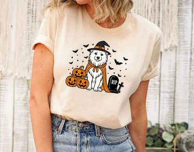American Eskimo Dog Halloween Shirt, Spooky Whippet Witch Shirt, Pumpkin American Eskimo Dog, Halloween Dog Lover Gift