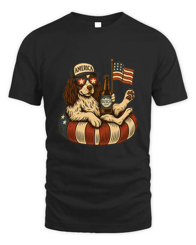 English Springer Spaniel Shirt Funny 4Th Of July Floatie Design For Summer Beer Shirt, America Pool Party Shirt, Usa Flag Dog