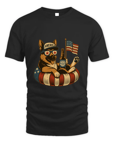 German Shepherd Dog Patriotic Dog Shirt Funny 4Th Of July Floatie Design For Summer Beer Shirt, America Pool Party Shirt, Usa Flag Dog