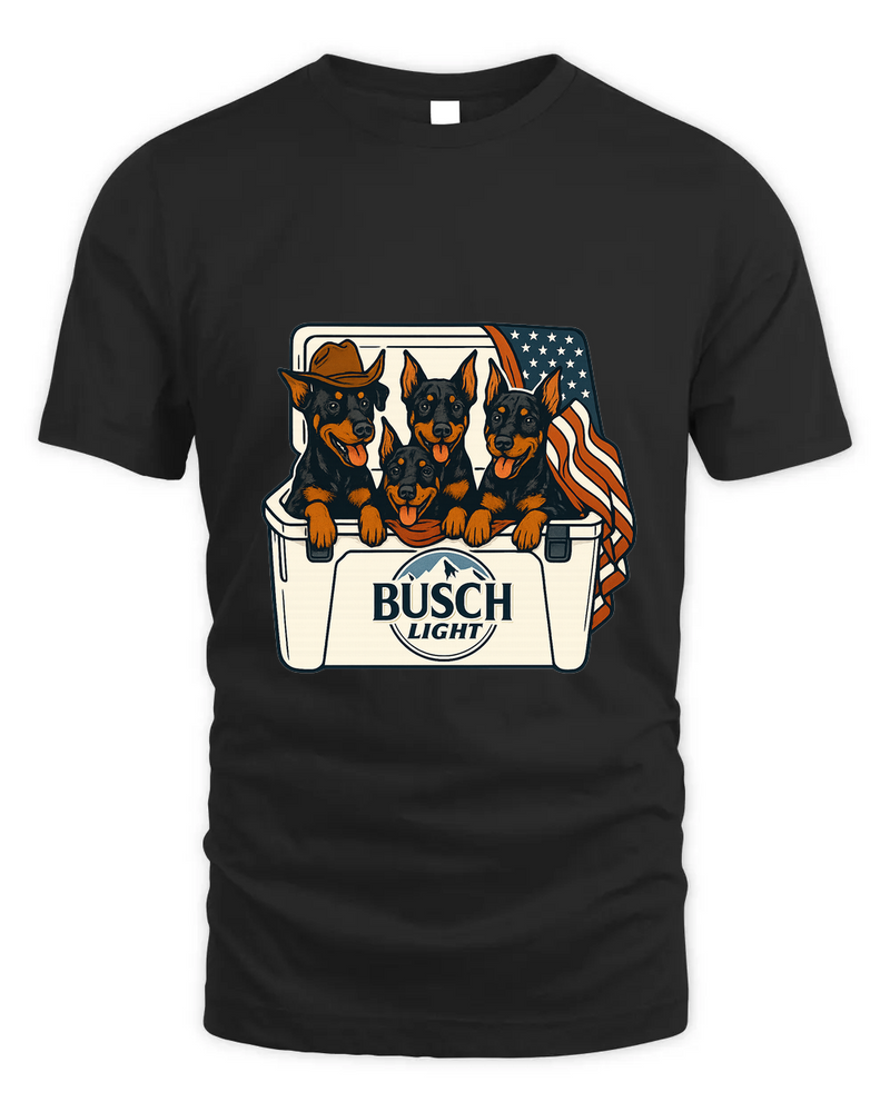 Doberman Pinscher Patriotic 4Th Of July Funny Beer Dog Cooler, Independence Cooler Puppies, Summer 4Th Of Jult Cooler Beer, Dogs In Cooler Shirt