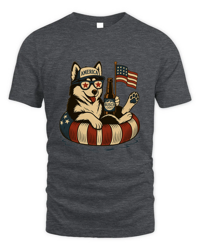 Siberian Husky Patriotic Dog Shirt Funny 4Th Of July Floatie Design For Summer Beer Shirt, America Pool Party Shirt, Usa Flag Dog